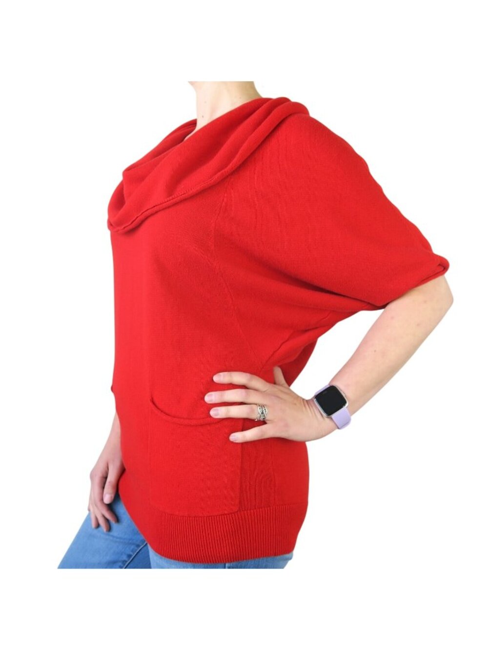 Vince Camuto Red Cowl Neck Sweater – Dolman Sleeves, Pockets, Women’s M